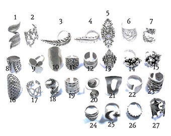 Silver Tone Statement Rings, Geometric Ring, Bohemian Rings, Knuckle Rings, Women Rings