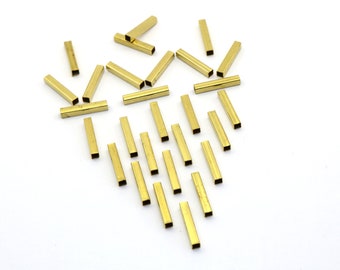 Squar Tubes Brass Himmeli Tubes, 20 pcs 2x12mm Brass Spacer Tubes, Jewelry Tubings, Raw Brass Square Tubes