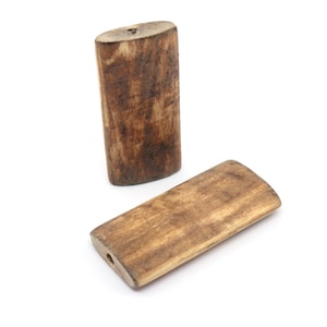 2 PCS 40x19mm Wooden Rectangle Square Beads, Square Tube Wood Beads, Tube Beads Wooden Bead Block