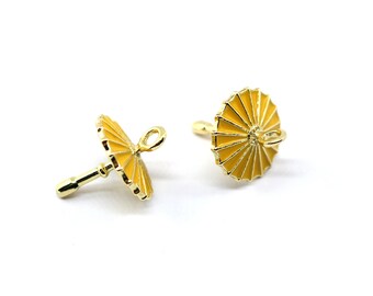 20x14mm Gold Plated Umbrella Pendants, Earring Findings, Alloy Charms