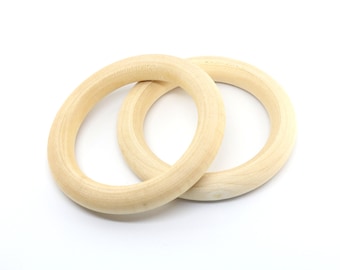 68mm natuurlijke houten ring, onbehandelde houthoes, Macrame Hoops, Rauw Hout, Ringen