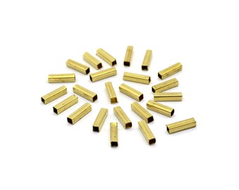 Tubos cuadrados Tubos Himmeli de latón, 20 piezas Tubos espaciadores de latón de 2x8 mm, Tubos de joyería, Tubos cuadrados de latón crudo