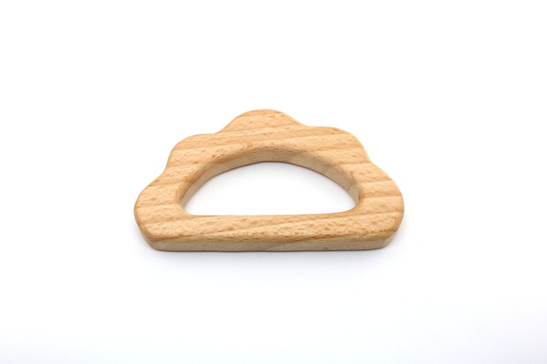 Natural Beech Wood Unfinished Wood cloud Teether Raw Wooden Teether 85mm Baby Teethers