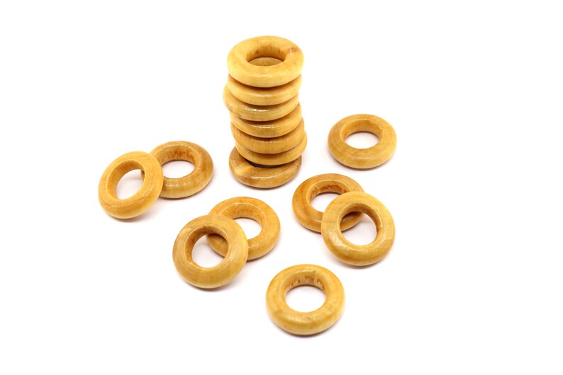 20 PCS 15x4mm Wooden Hoop Beads Hoop Beads Wooden Bead Block Hoop Wood Beads