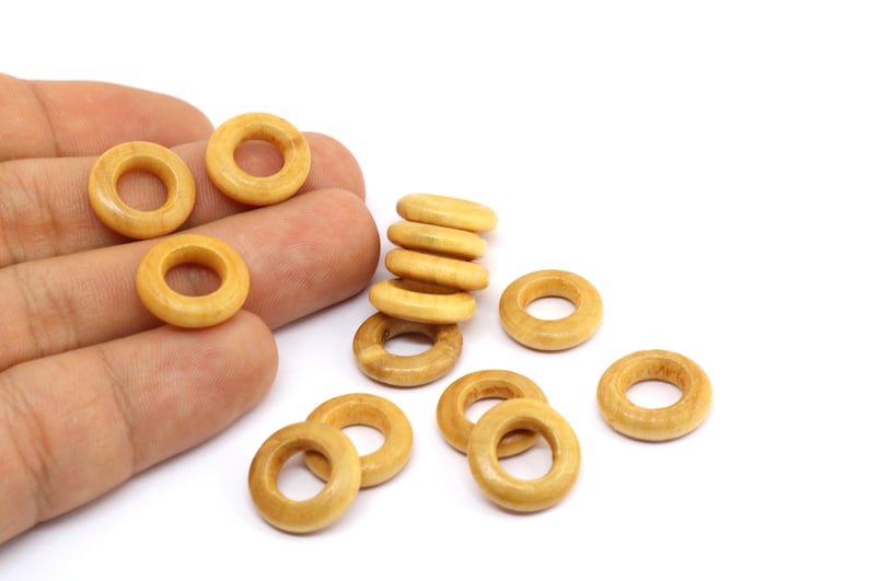 20 PCS 15x4mm Wooden Hoop Beads Hoop Beads Wooden Bead Block Hoop Wood Beads