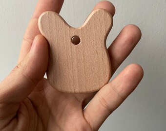 Mordedor de madera cruda, Madera de haya natural, Mordedor de conejo, Mordedores de leche de 6,5 cm, Madera sin terminar