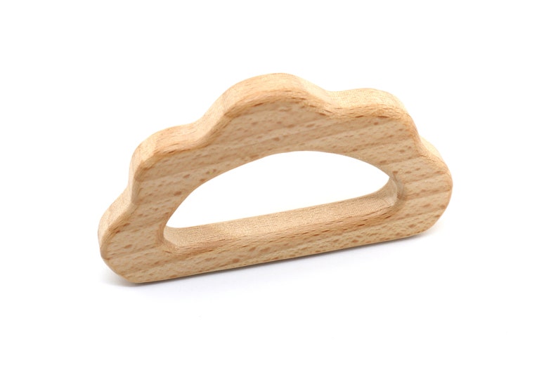 Natural Beech Wood Unfinished Wood cloud Teether Raw Wooden Teether 85mm Baby Teethers