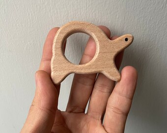 Mordedor de madera cruda, Madera de haya natural, Mordedor de tortuga, Mordedores de leche de 7 cm, Madera sin terminar