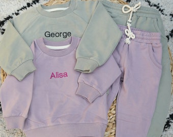 Personalised Kids Cotton Tracksuit, Personalised Jumper, Embroidered Jumper, Custom Embroidery, Kids Clothing, Baby Jumper, 1st Birthday