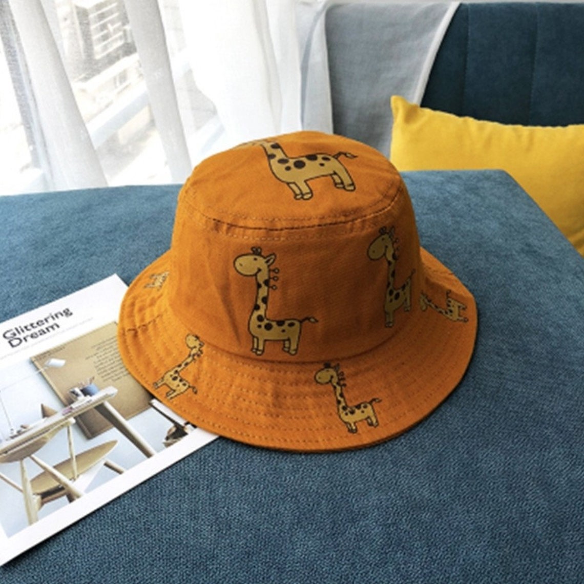 Babyhug Hello Giraffe Embroidered Bucket Hat Blue - Diameter 17 cm