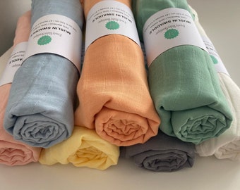 Baby/Toddler Bamboo Cotton Muslin Swaddle, Large Blanket 120cm x 120cm, Baby Swaddling Wrap, Super Soft, Unisex, New Baby Gift, 7 Colours.