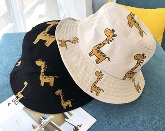Baby/Toddler Giraffe Summer Bucket Hat, Cotton Sun Hat, Summer Accessory, Cotton Holiday Hat, Beach Accessory, UK Seller, 5 Colour Available