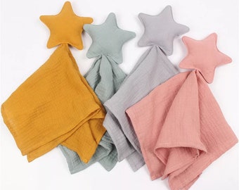 Personalised Baby Comforter, Organic Soft Cotton Star, Baby Blanket, New Baby Gift, Muslin, Baby Boy Gift, Baby Girl Gift, Unisex, 50x50CM.