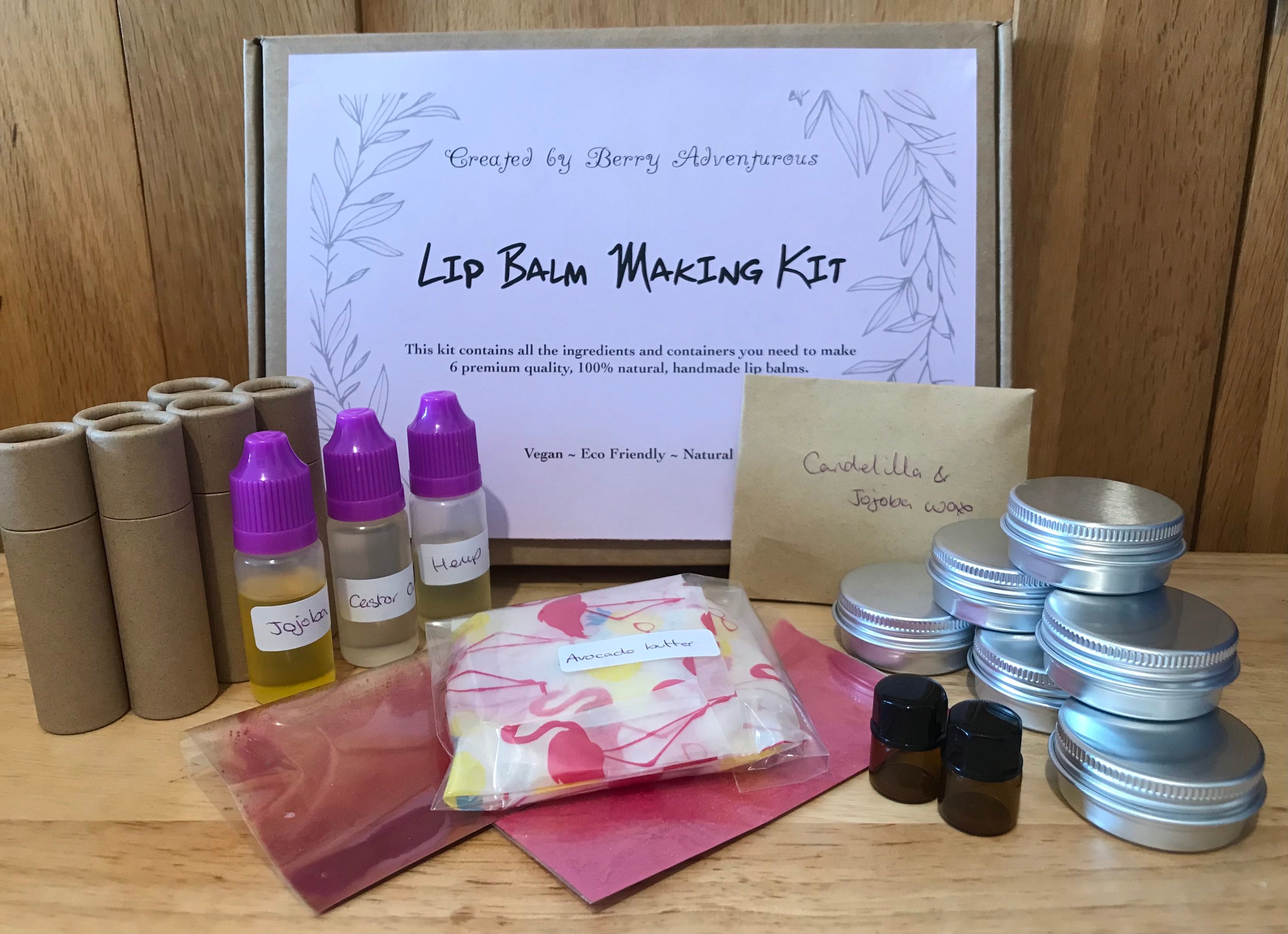 DIY Natural vegan lip balm making kit. Makes 6 conditioning Etsy