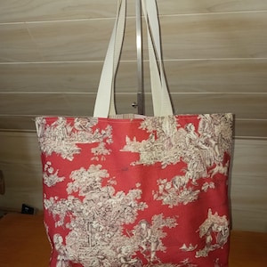 Großer Shopper Stofftasche Einkaufstasche Toile de Jouy Badetasche