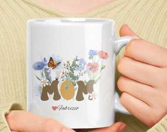 Personalized Wildflower Mama Mug with Kids Names – Custom Mom Coffee Mug, Gift for Mom from Kids, Mother’s Day Gift, Floral Mama Cup