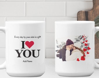 Gepersonaliseerde fotomok voor koppels, aangepaste foto koffiemok, romantisch cadeau-idee, uniek cadeau voor koppels, mok op maat met foto, jubileumcadeau