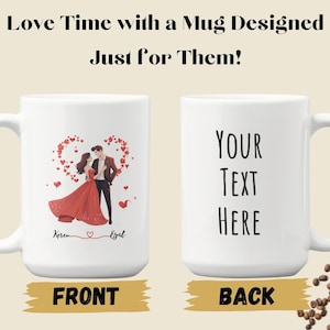 Gepersonaliseerde liefdesmok, mok voor hem en haar, gepersonaliseerd romantisch cadeau voor koppels, vier de liefde met aangepaste namen en ontwerpen, verjaardagscadeau