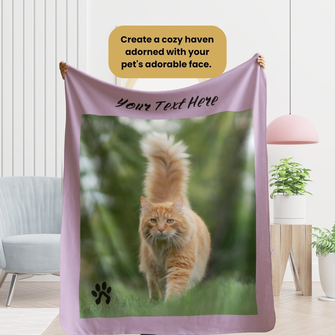 Personalized Pet Photo Memorial Blanket: Custom Dog & Cat Portrait ...