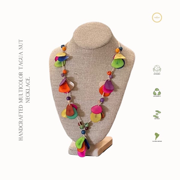 Multicolor Tagua Nut & Acai Beads Necklace,Eco-Friendly Fashion Jewelry,Vegetable Ivory Necklace,Sustainable Jewelry Necklace,Tagua Necklace