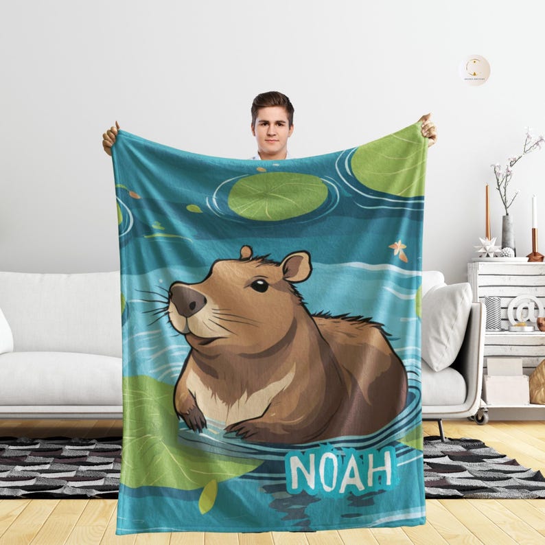 Personalized Capybara Blanket With Name – Soft Cozy Kids Throw, Cute ...