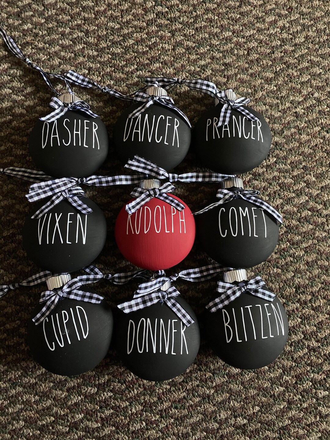 Rae Dunn Inspired Reindeer Ornament Set, Shatterproof Etsy