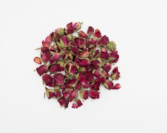 Dried Red Rose Buds (250g) - 100% Natural & Food Grade; perfect for food decoration, cocktails, soap making, potpourri