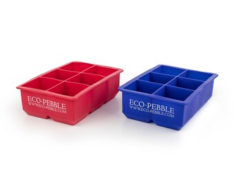 Silicone Extra Large Ice Cube Trays, 2 Trays, 6 Cubes per Tray Red + Blue Perfect Gift for summer g&t homemade butter square icecream baking