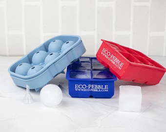 Set of 3 Extra Large Ice Cubes and Balls (2 Cube Trays and 1 Ball Tray)  Stylish, Strong, & Sustainable.