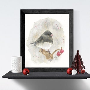 Dark-eyed Junco, "Snow Bird" - PRINT of my original Watercolor Bird Painting, songbird, nature art, woodland, illustration, home decor