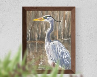 Blue Heron Giclée Print – Original Watercolor Wildlife Art