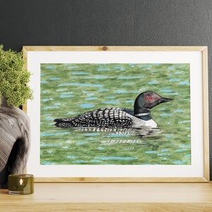 Common Loon Watercolor Painting Art Print or Original: Nature Home Decor