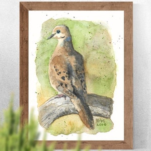 Mourning Dove PRINT of my original Watercolor Bird Painting, nature art, songbird, illustration, wildlife, wall art, home decor, gift image 2