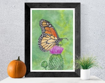 Monarch Butterfly - ORIGINAL Watercolor Painting 5"x7" Art, nature art, wall art, home decor, wildlife, illustration,summer, floral