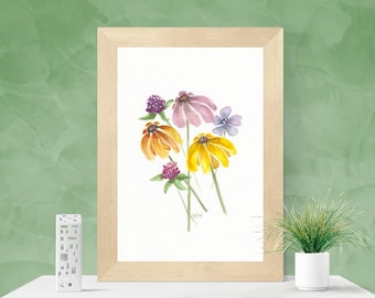 Wildflowers  - PRINT of my original Painting, home decor, wall art, nature art, flora, illustration