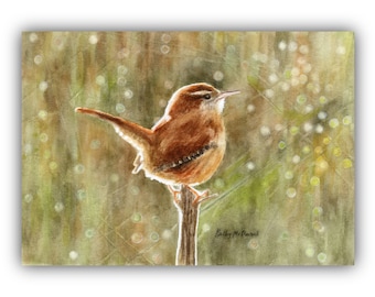 Carolina Wren Giclée Print: Spring Songbird Watercolor Art
