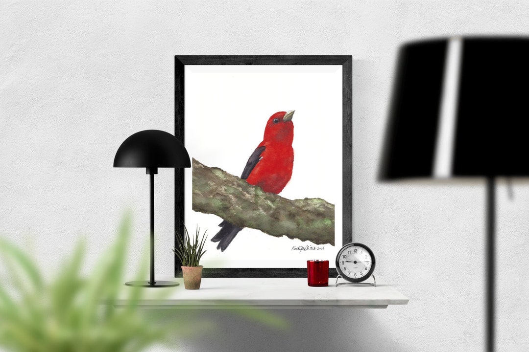 Scarlet Tanager - PRINT of My Original Watercolor Bird Painting ...