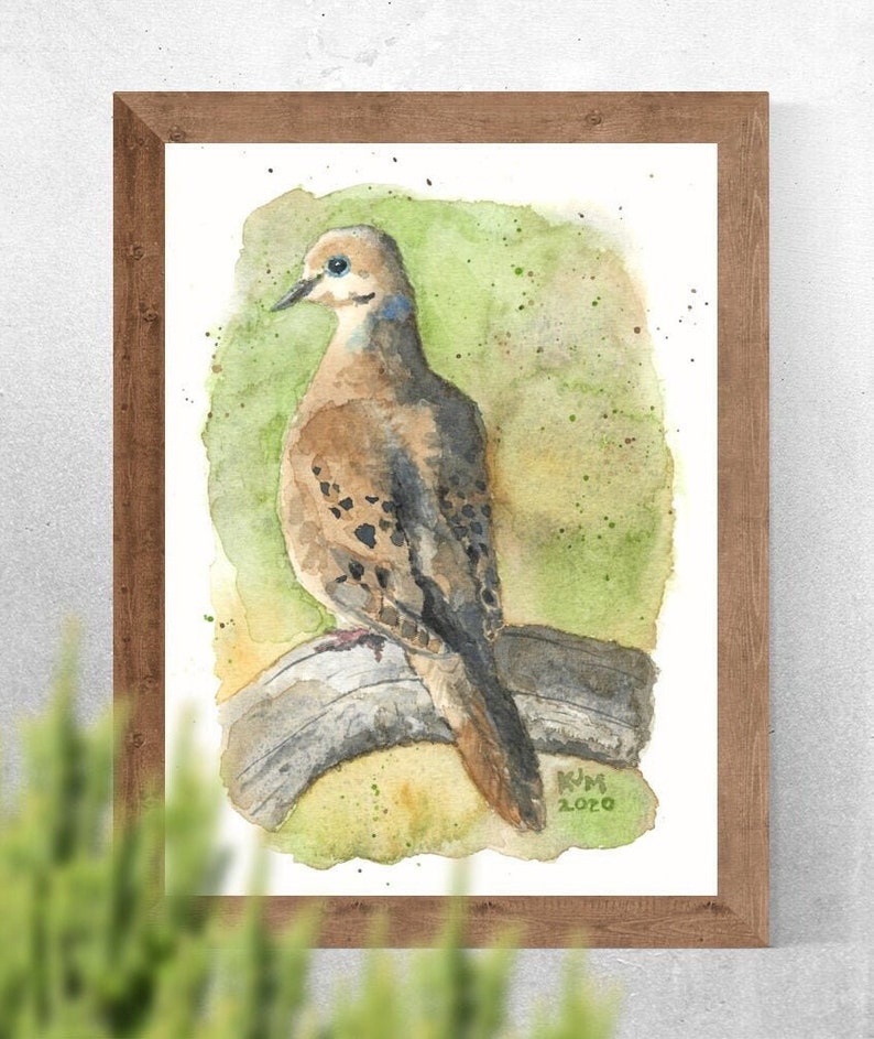 Mourning Dove PRINT of my original Watercolor Bird Painting, nature art, songbird, illustration, wildlife, wall art, home decor, gift image 2