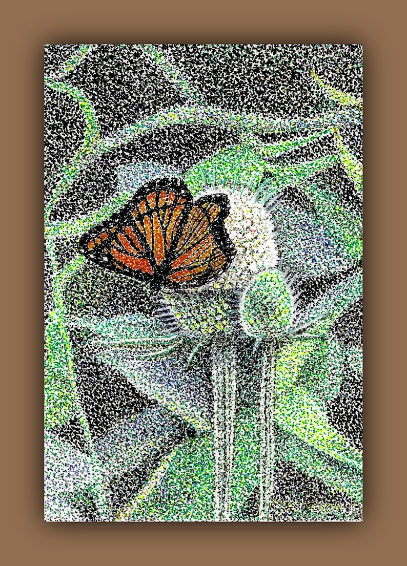 Butterfly Pointillism Art Print: Viceroy on Teasel - Etsy