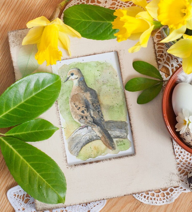 Mourning Dove PRINT of my original Watercolor Bird Painting, nature art, songbird, illustration, wildlife, wall art, home decor, gift image 3