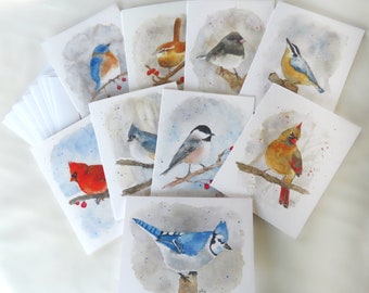 Watercolor Bird Note Cards: Original Art Stationary Set of 9