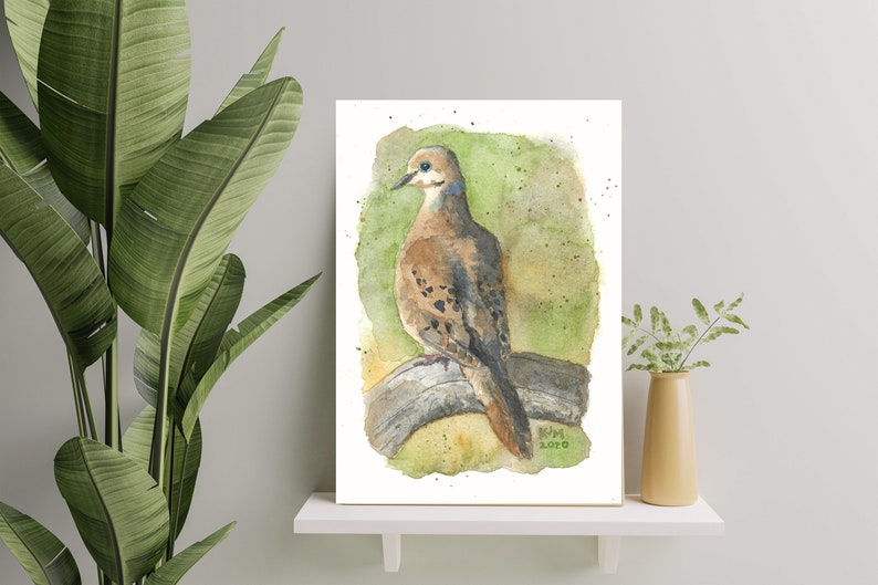 Mourning Dove PRINT of my original Watercolor Bird Painting, nature art, songbird, illustration, wildlife, wall art, home decor, gift image 1