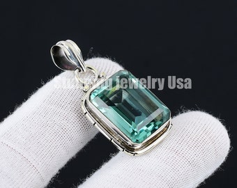 グリーンアパタイトペンダントネックレス、グリーンストーン925