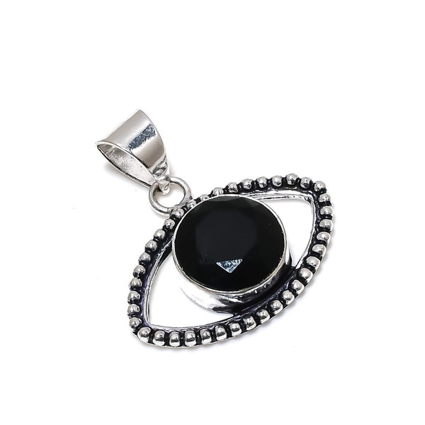 Schwarz Spinell Auge Anhänger 925 Sterling Silber Anhänger Spinell Handgemacht Silber Edelstein Schmuck Schwarzer Spinell Anhänger Für Weihnachten Geschenk Idee