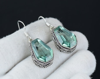Boucles D'oreilles Pendantes Fait Main En Argent Sterling 925 Et Topaze Fumée Naturelle, Forme Larme