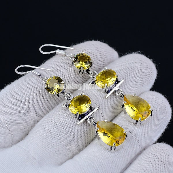 Citrine Gemstone 925 Sterling Silver Earring Birthstone 925 Solid Sterling Silver Earring Citrine Women Gemstone Citrine Earrings For Her