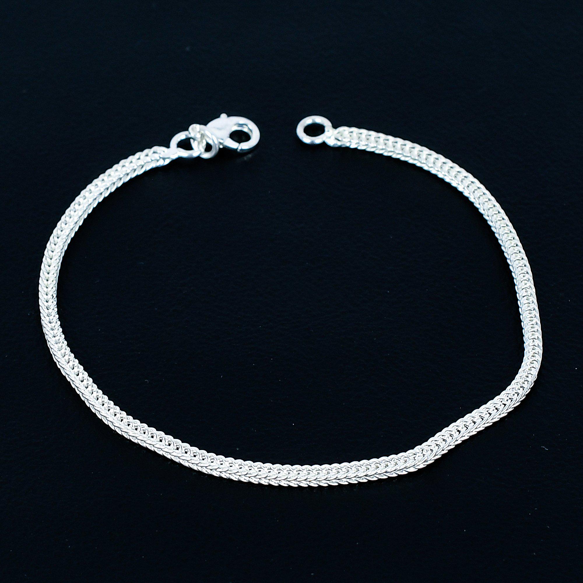 925 Sterling Silver Flat Chain Bracelet | Sleek Woven Design for 
