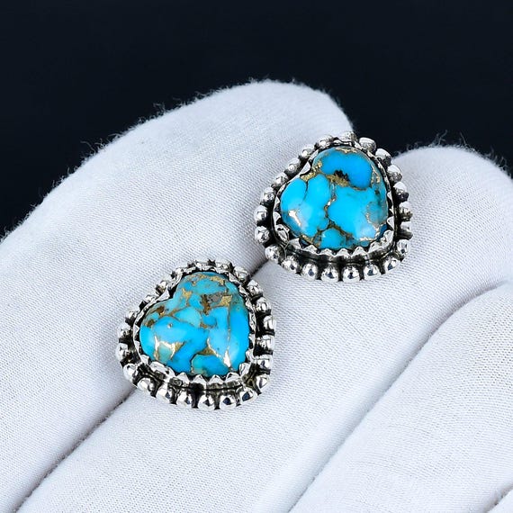 Orecchini A Forma Di Cuore Con Pietra Di Luna: Argento Sterling - Foto 8