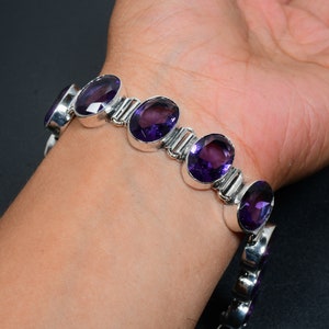 Amethyst Bracelet Amethyst Gemstone Handmade 925 Sterling Silver Bracelet Amethyst Bracelet For Gift Purple Amethyst Bracelet For Her