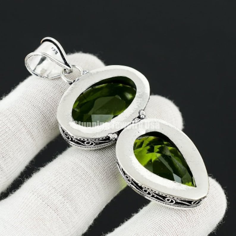 Peridot Gemstone Top Quality Pendant 925 Sterling Silver Jewelry Unisex Handmade Pendant Necklace Christmas Gift Necklace For Gift Pendant image 5
